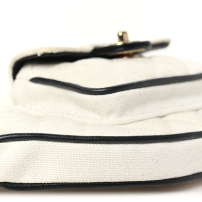 Chanel Canvas Calfskin Tennis Racket Clutch With Chain White Black 8 of 11