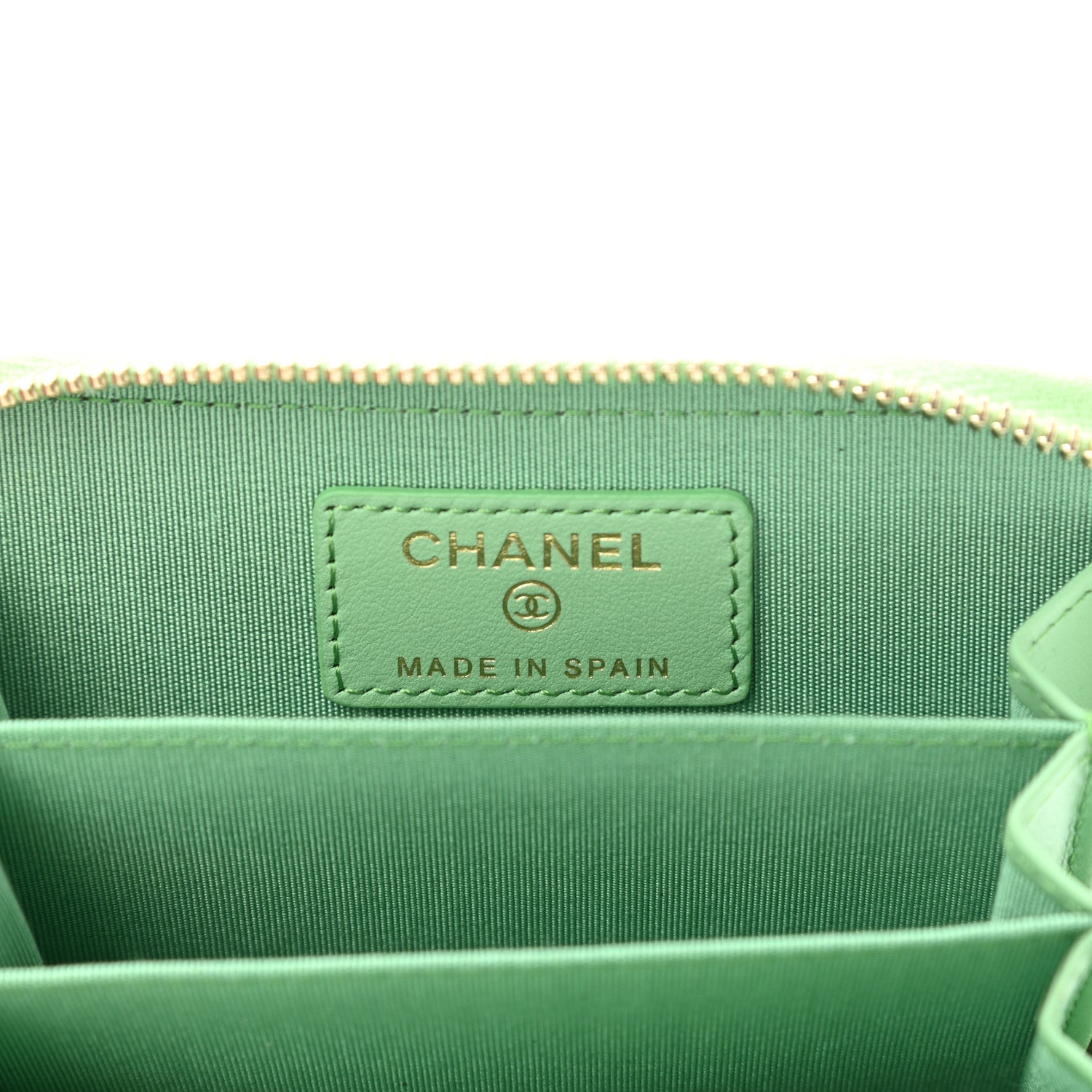 Chanel Lambskin Quilted 19 Zip Around Coin Purse Wallet Green 7 of 11