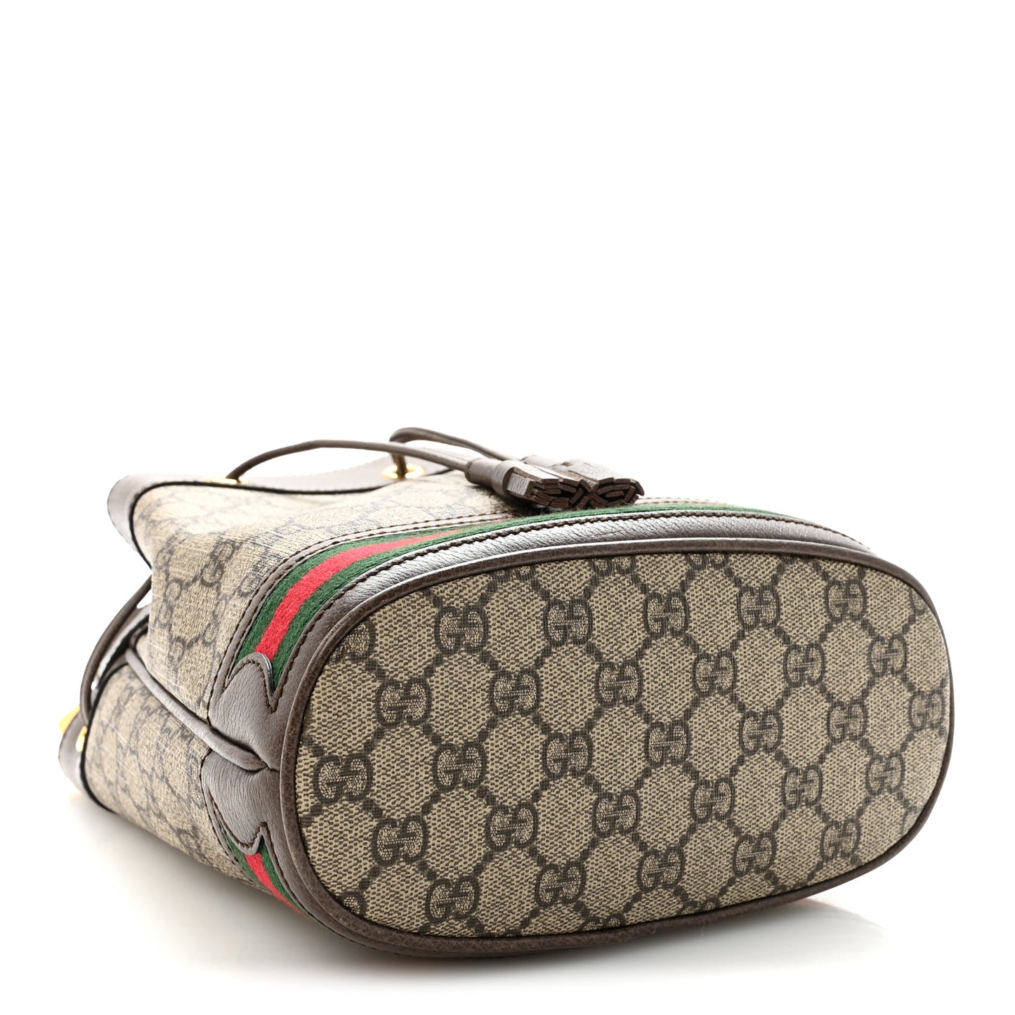 GG Supreme Monogram Web Small Ophidia Bucket Bag Brown