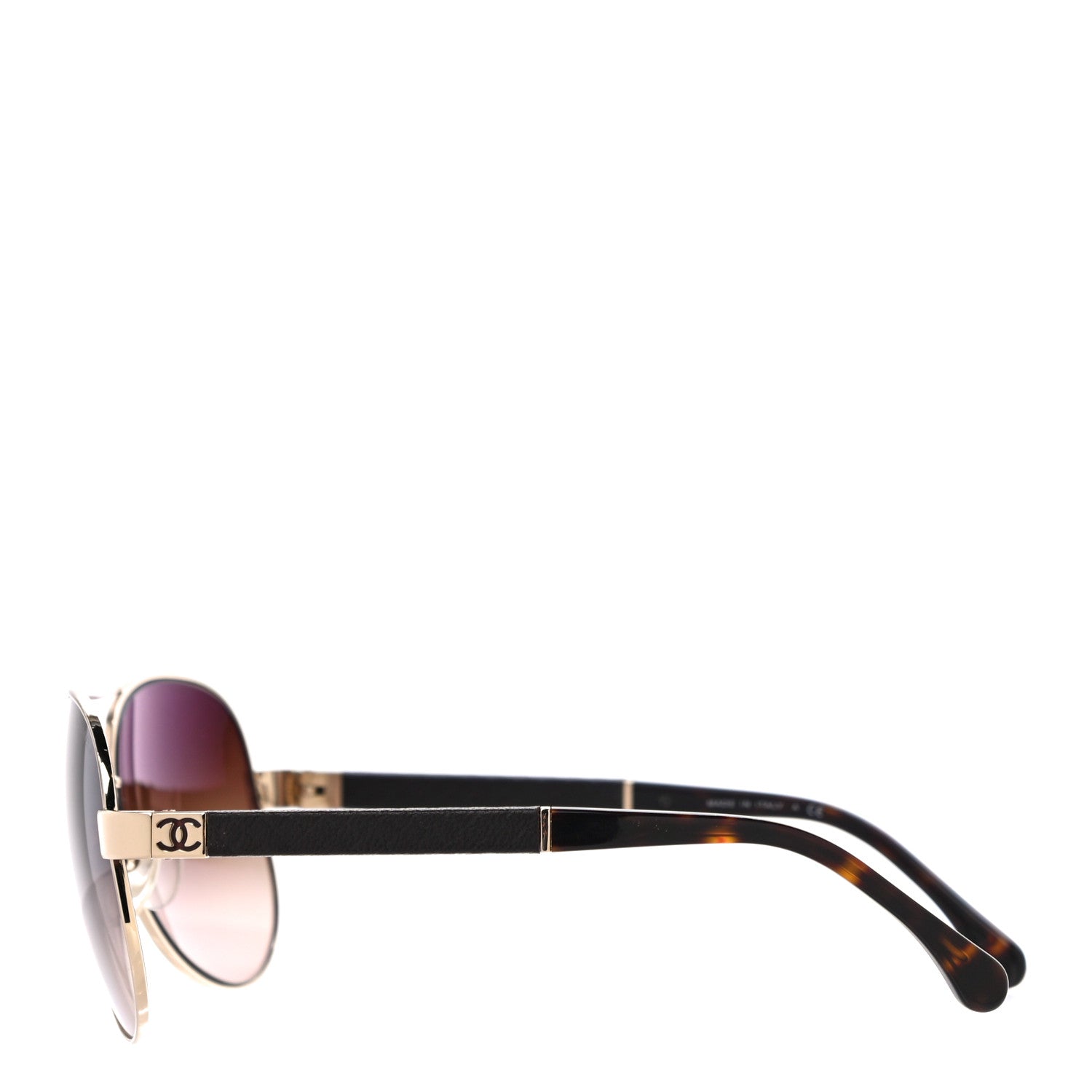 Chanel Lambskin Quilted CC Aviator Sunglasses 4195 Brown Gold 2 of 7