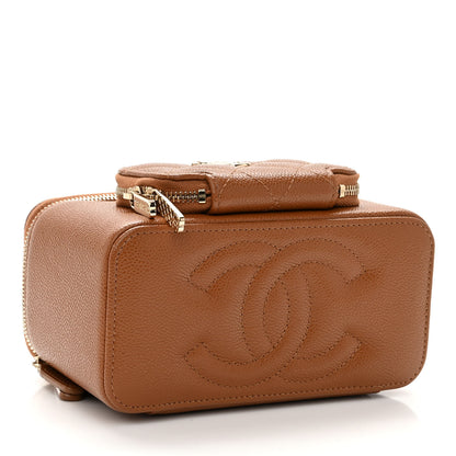 Chanel Caviar Quilted Top Handle Pocket Vanity Case Camel 4 of 12