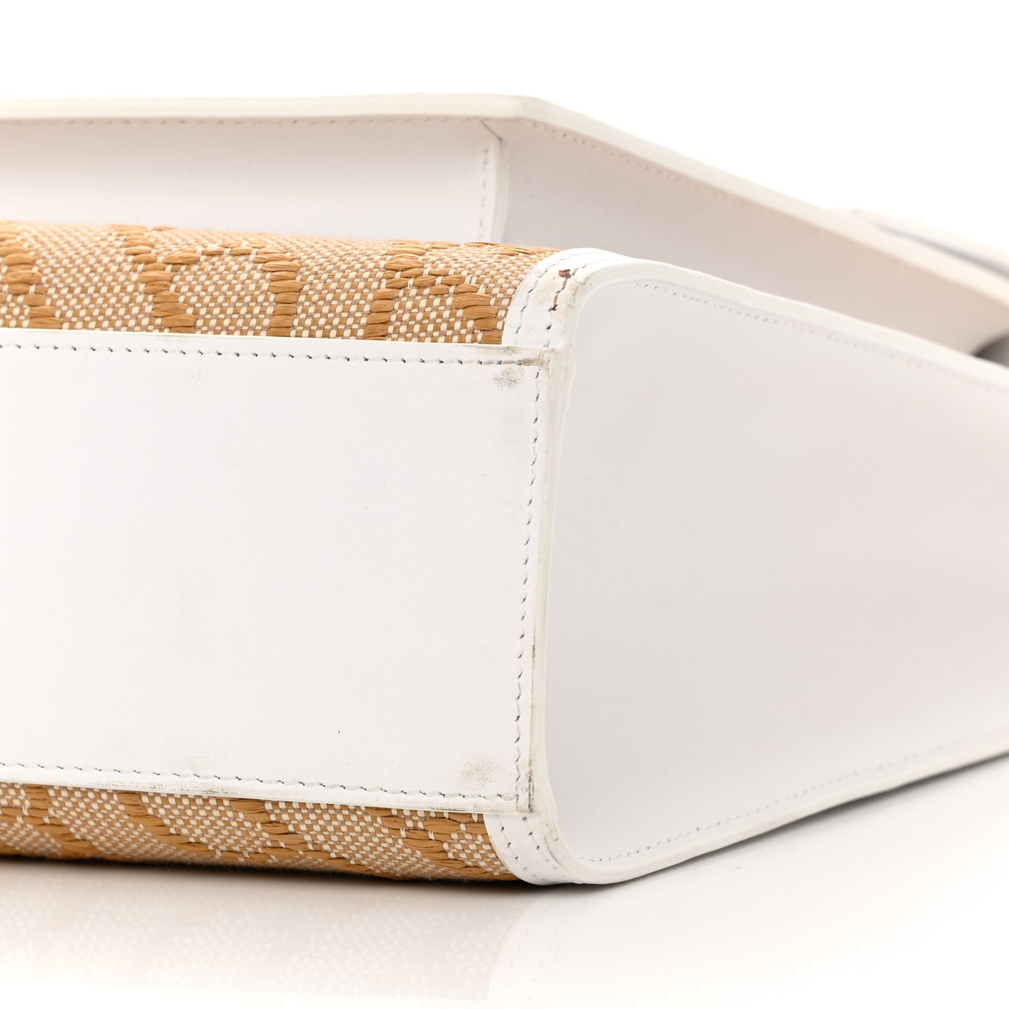 Monogram Canvas Smooth Calfskin Medium Pocket Bag White Beige