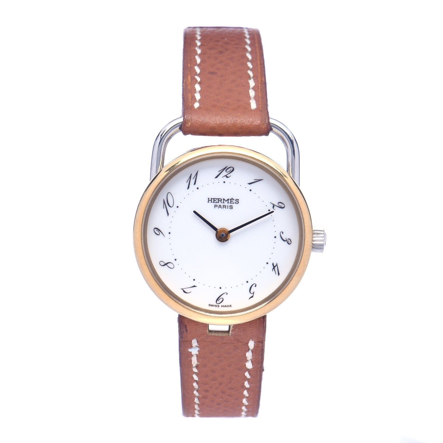 Hermes Stainless Steel Barenia 28mm Arceau Quartz Watch Fauve 1 of 6