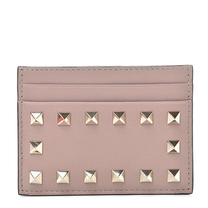 Valentino Garavani Vitello Rockstud Card Holder Poudre 1 of 9