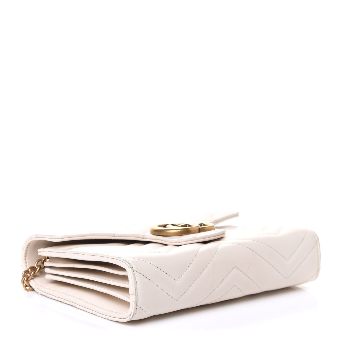 Calfskin Matelasse GG Marmont Chain Wallet Mystic White