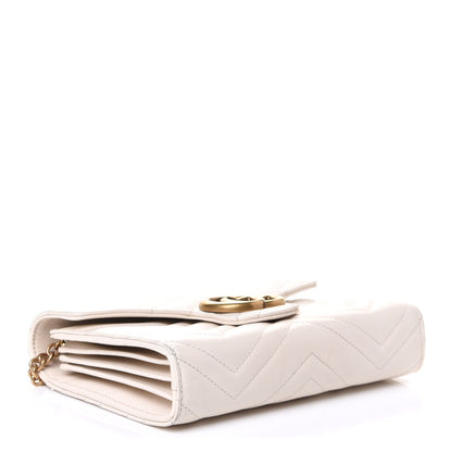 Gucci Calfskin Matelasse GG Marmont Chain Wallet Mystic White 3 of 4