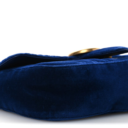 Gucci Velvet Matelasse Mini GG Marmont Shoulder Bag Cobalt Blue 9 of 12