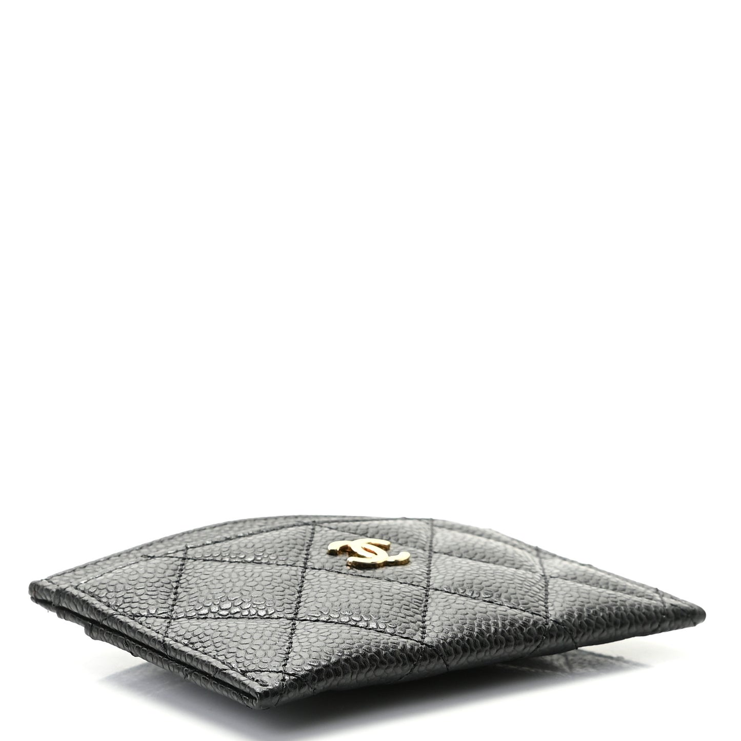 Caviar Quilted Card Holder Black
