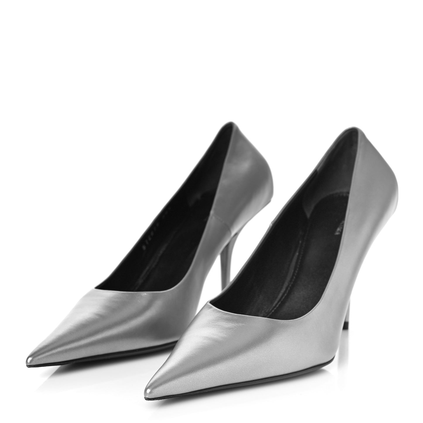 Metallic Nappa Square Knife 80mm Pumps 38.5 Silver