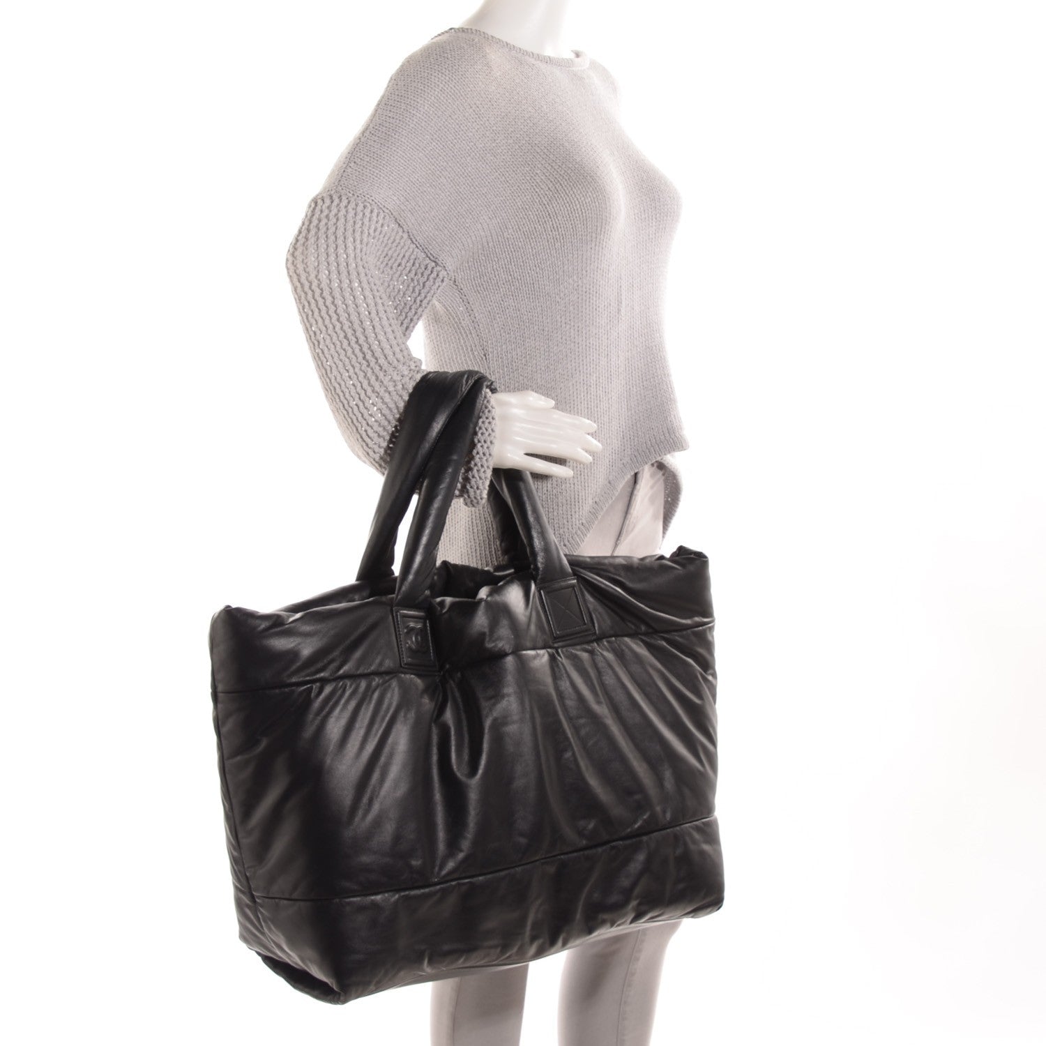 Chanel Lambskin Quilted Extra Large Coco Cocoon Reversible Tote Black 2 of 15