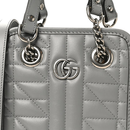 Gucci Calfskin Matelasse Chevron Mini GG Marmont Tote Grey 7 of 9