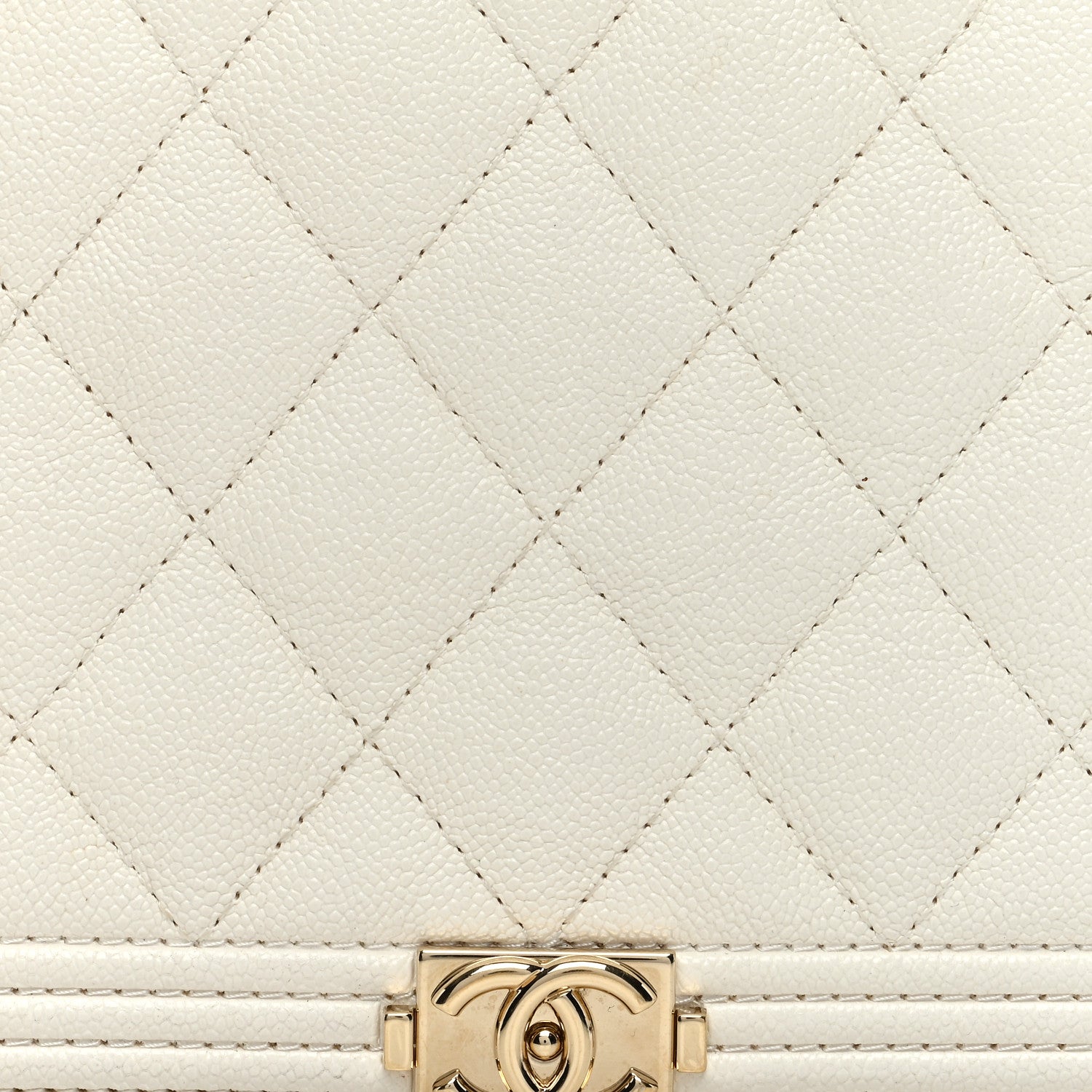 Chanel Caviar Quilted Boy Wallet On Chain WOC White 9 of 13