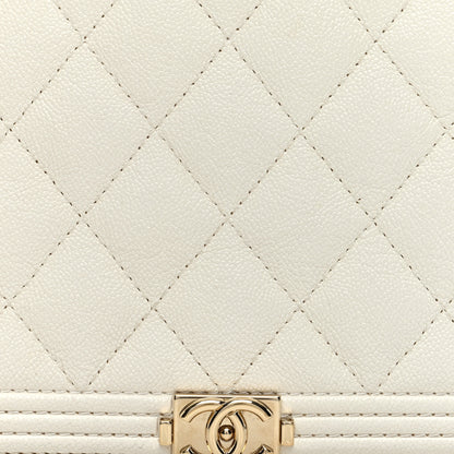 Chanel Caviar Quilted Boy Wallet On Chain WOC White 9 of 13