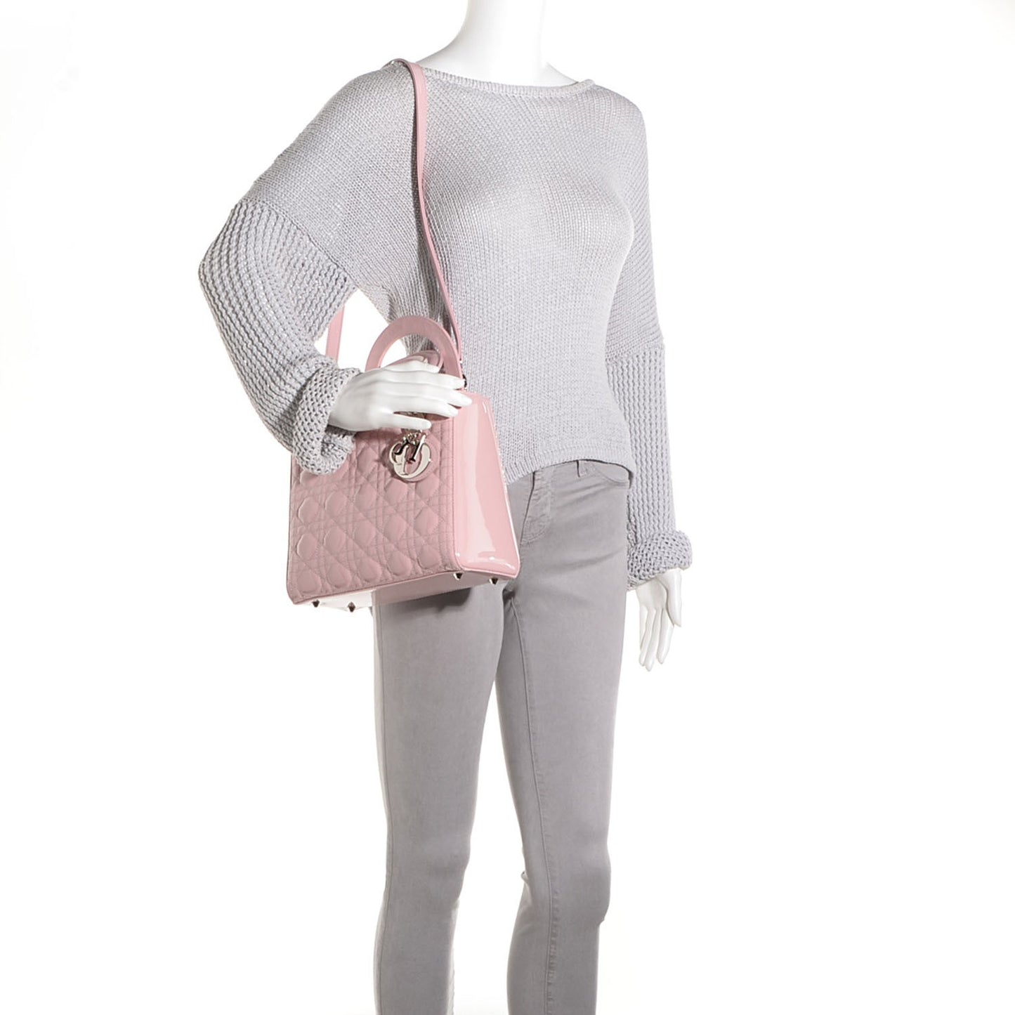 Lambskin Cannage Medium Lady Dior Rose Clair