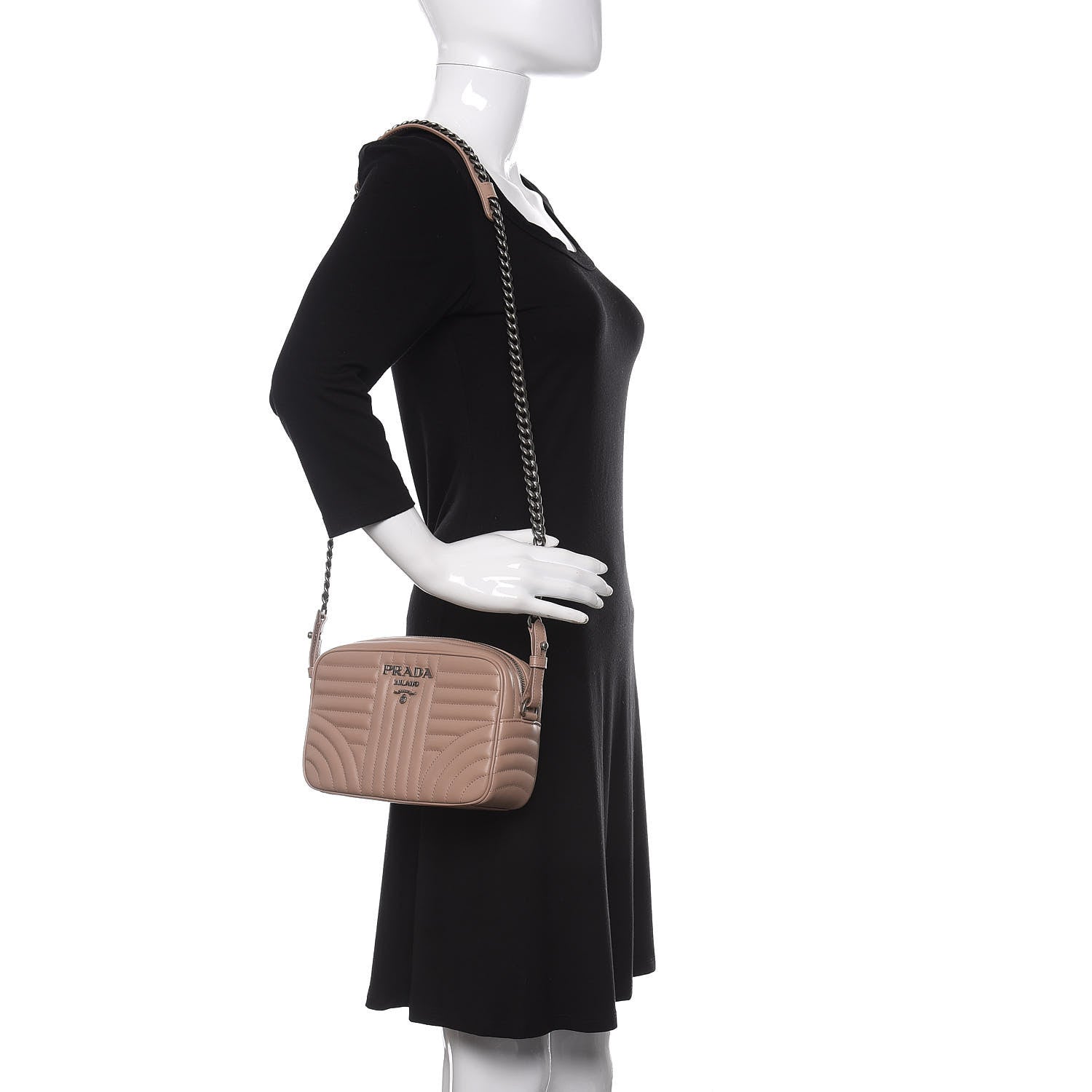 Prada Soft Calfskin Diagramme Crossbody Bag Cipria 2 of 9