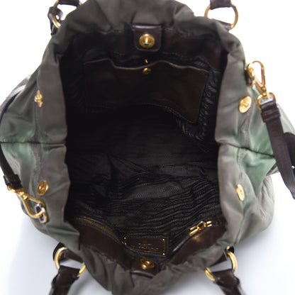 Prada Tessuto Nylon Logo Tote Green 5 of 19
