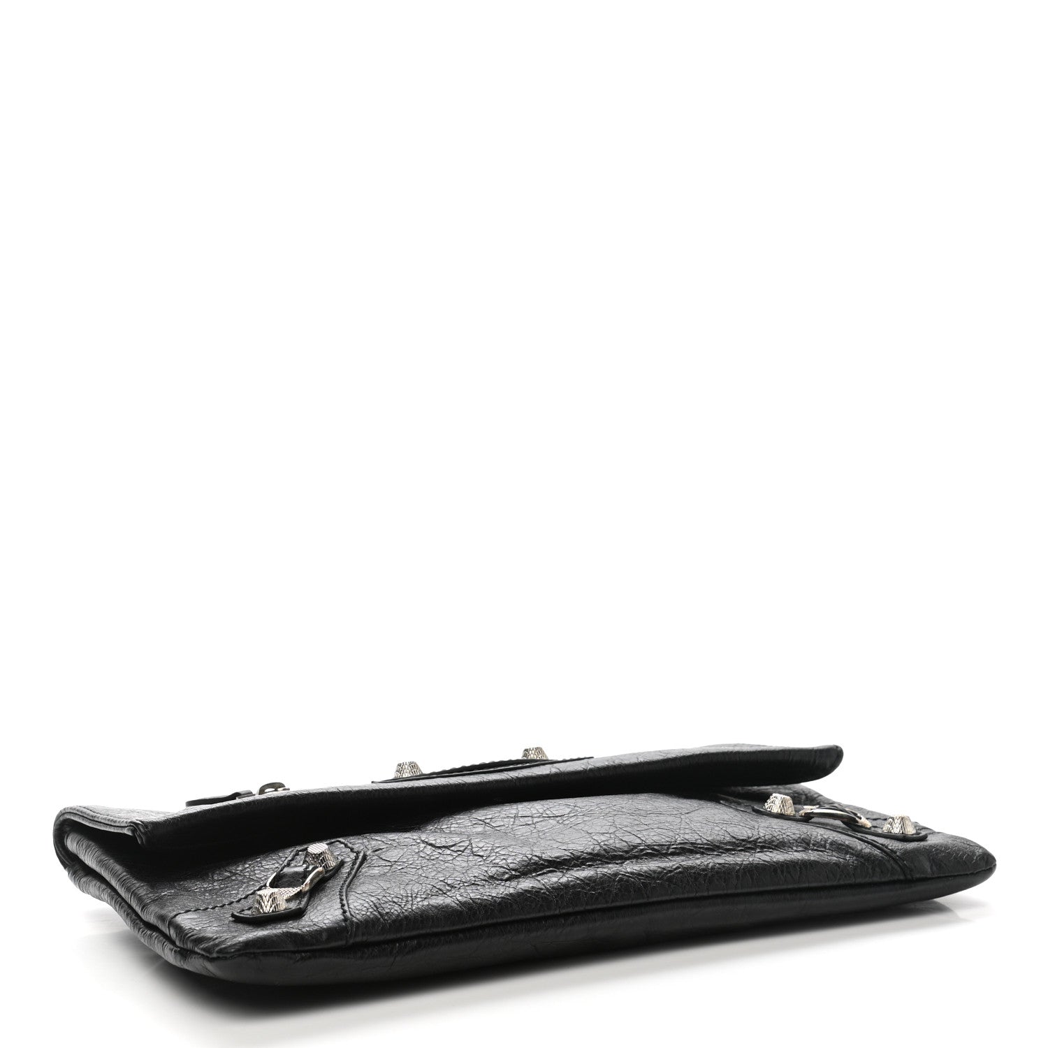 Balenciaga Agneau Giant 12 Silver Hardware Envelope Strap Clutch Black 4 of 8