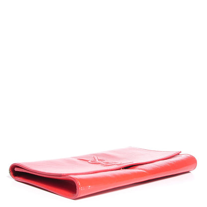 Saint Laurent Textured Patent Monogram Large Belle De Jour Clutch Red 4 of 8