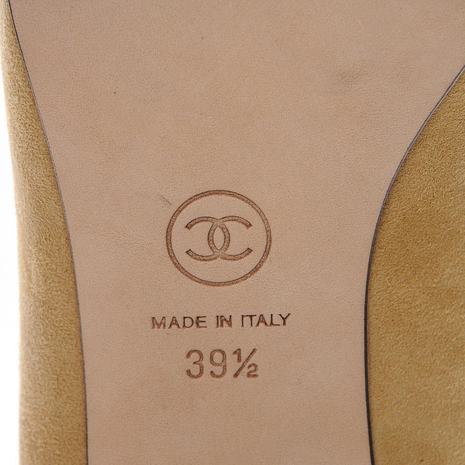 Chanel Suede Pearl Camellia Pumps 39.5 Beige Black 6 of 9