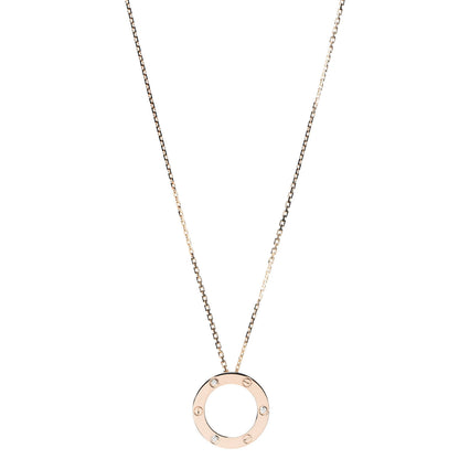 Cartier 18K Pink Gold 3 Diamonds LOVE Pendant Necklace 1 of 6