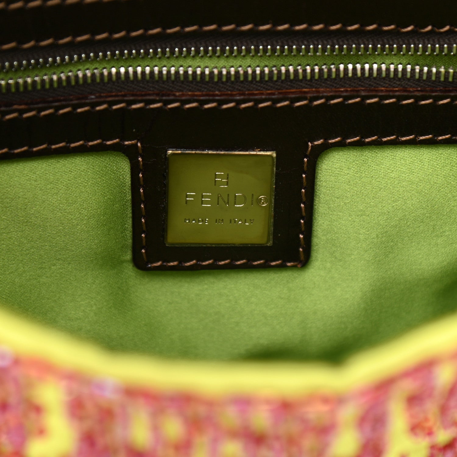 Fendi Satin Snakeskin Beaded Baguette Multicolor 6 of 10