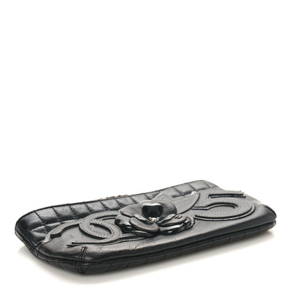 Chanel Lambskin Camellia No. 5 Chain Pouch Black 4 of 8