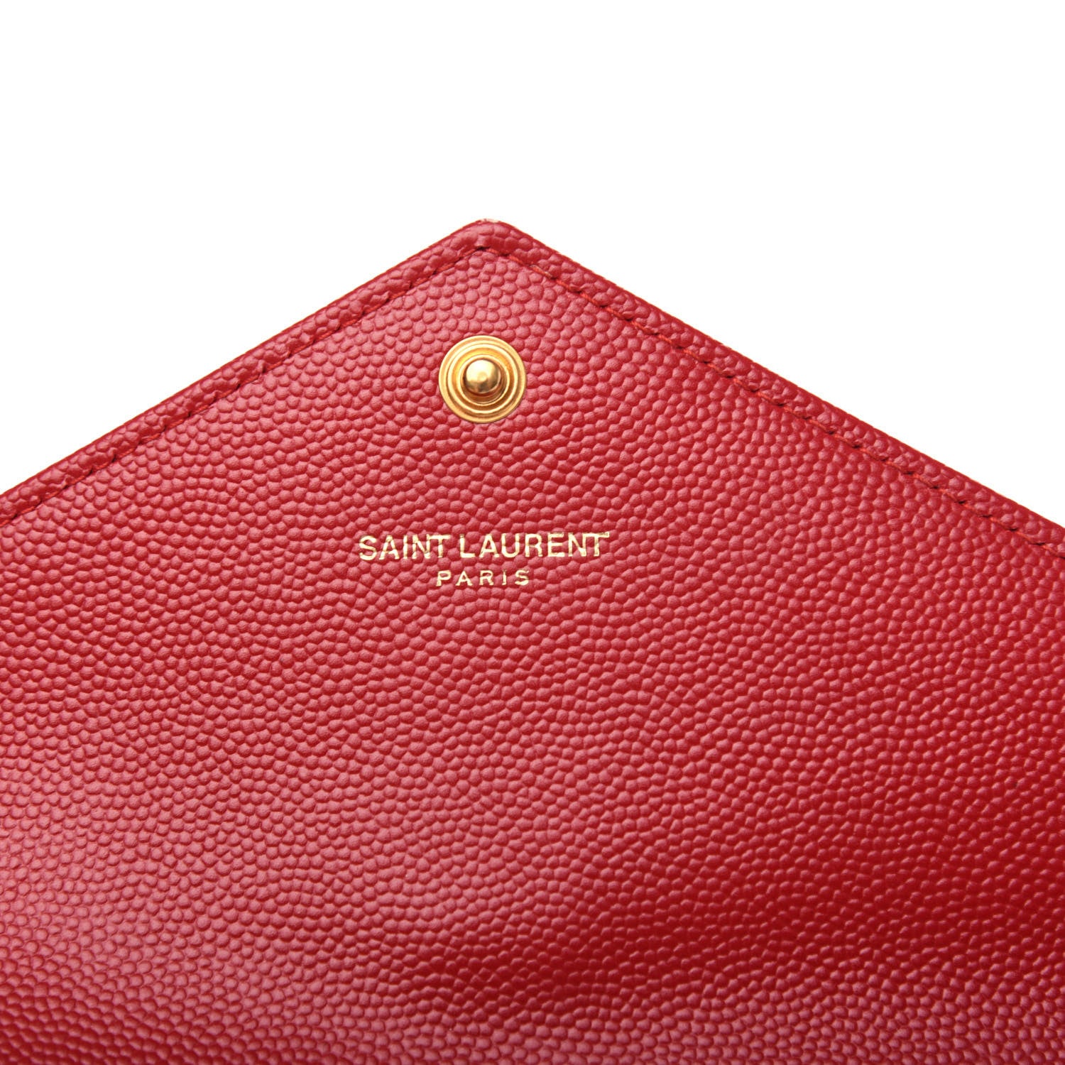 Saint Laurent Grain De Poudre Matelasse Chevron Monogram Flap Wallet Red 6 of 9