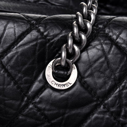 Chanel Aged Calfskin Quilted Large Secret Tag Bowling Bag Black 21 of 27