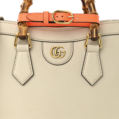 Gucci Wonka Grain Calfskin Small Diana Tote Bag Mystic White Orange Fluo 8 of 15
