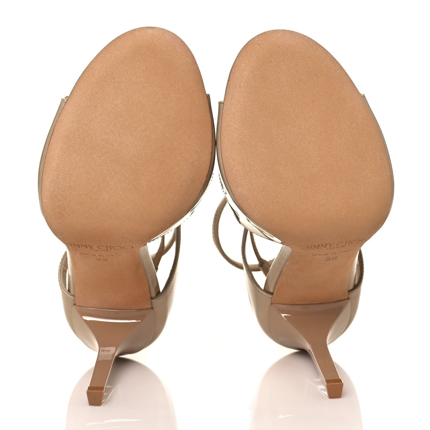 Jimmy Choo Patent Calfskin Lang Sandals 36 Nude 5 of 8