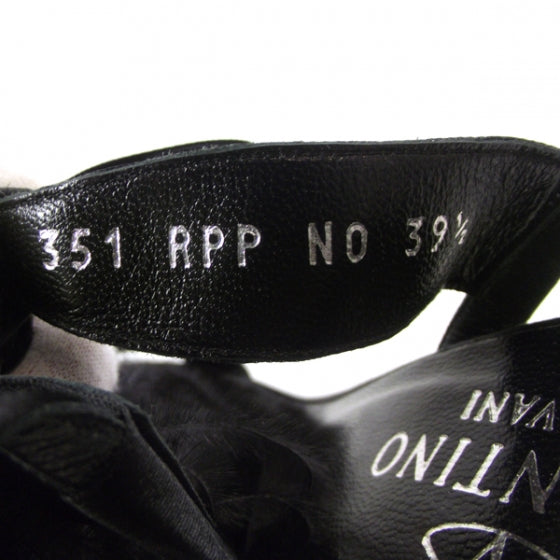 Satin Feather Sandals 39.5 Black