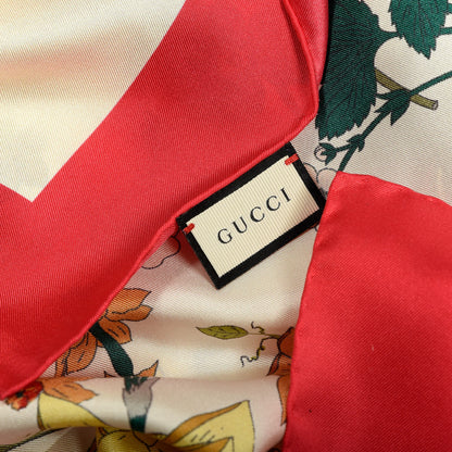 Gucci Silk Flora Gothic Square Scarf Ivory Red 3 of 3