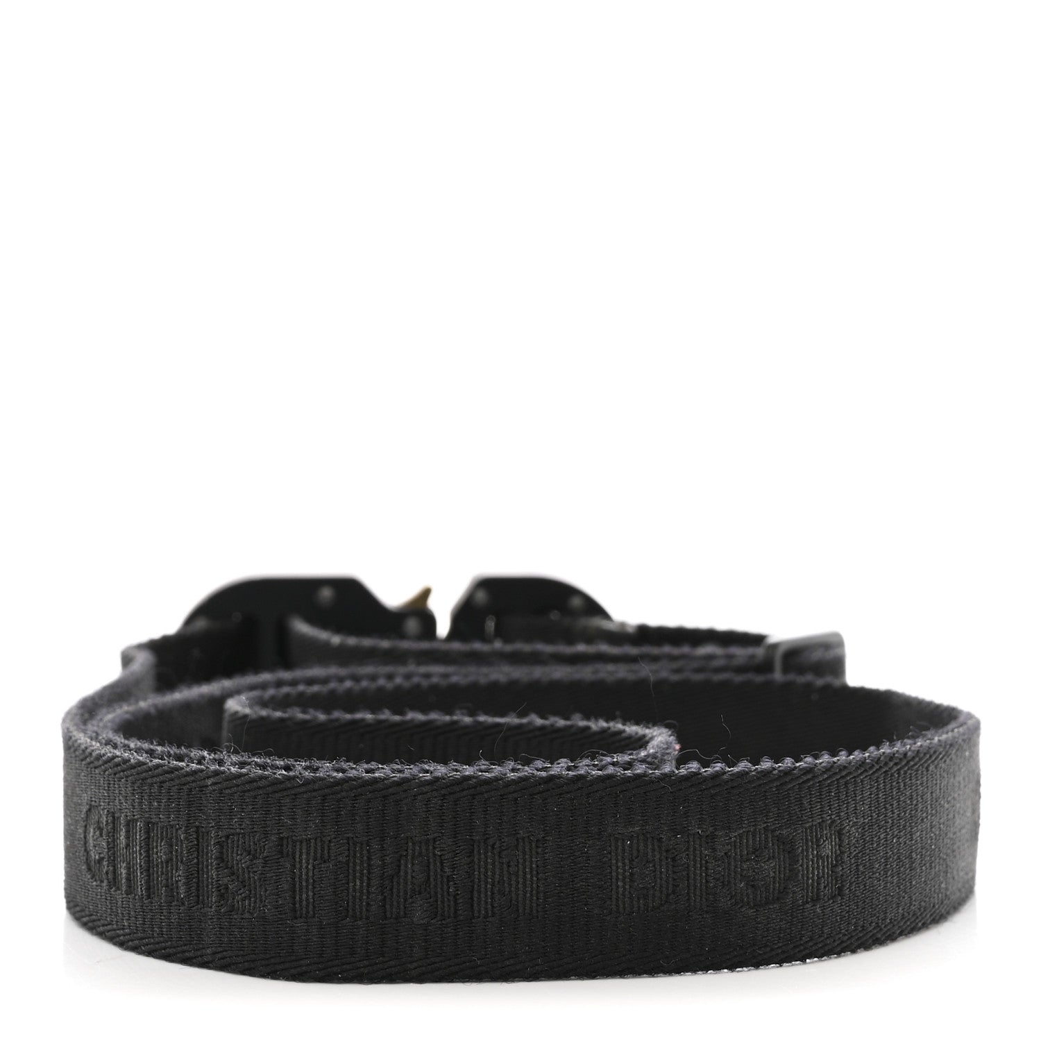Christian Dior Jacquard Nylon Aluminum 25mm CD Belt Black 2 of 3