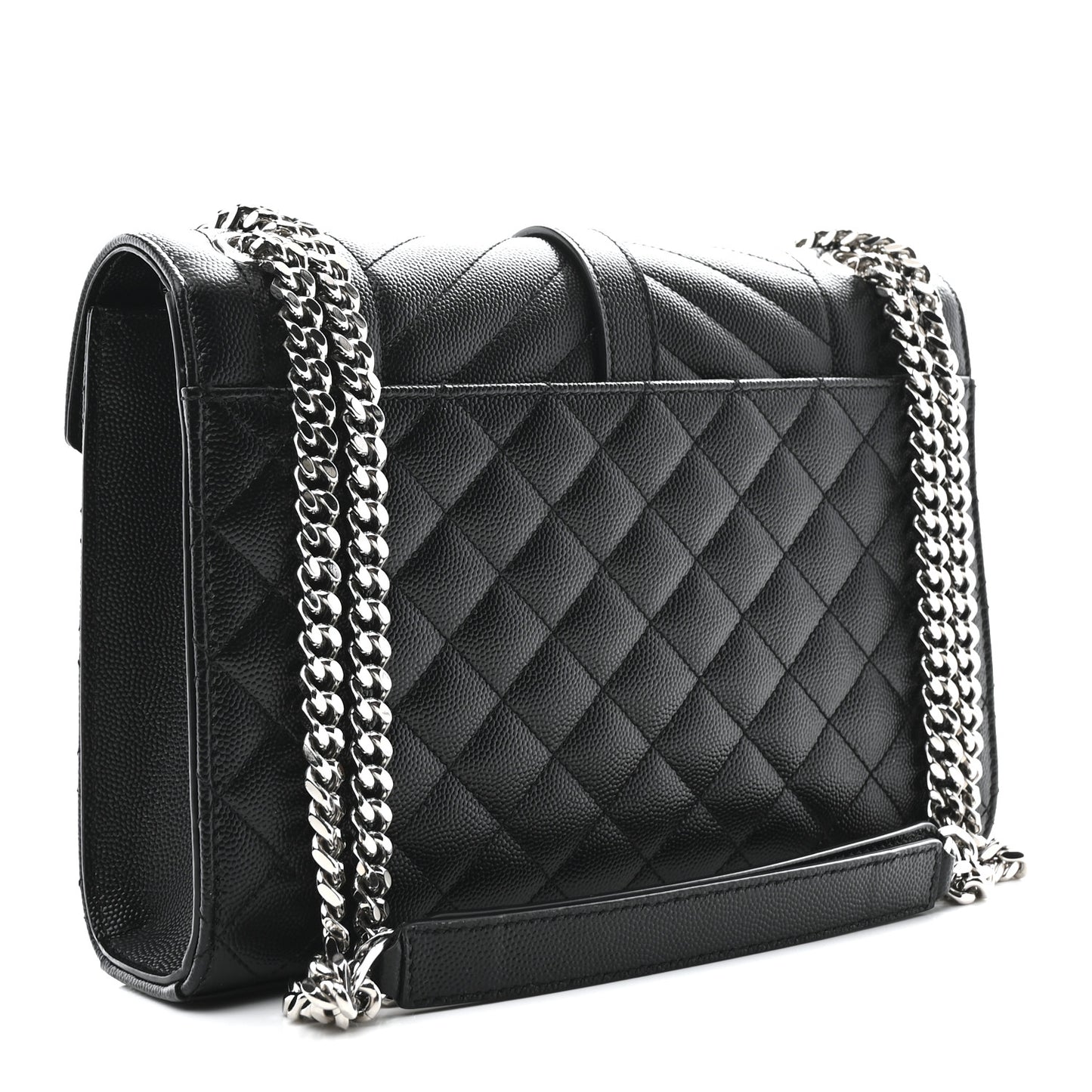 Grain De Poudre Textured Mixed Matelasse Triquilt Medium Monogram Satchel Black