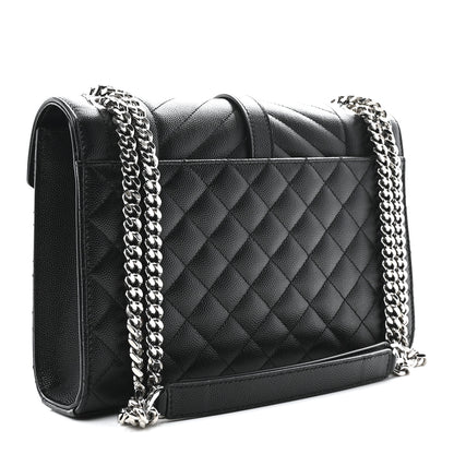 Saint Laurent Grain De Poudre Textured Mixed Matelasse Triquilt Medium Monogram Satchel Black 3 of 10