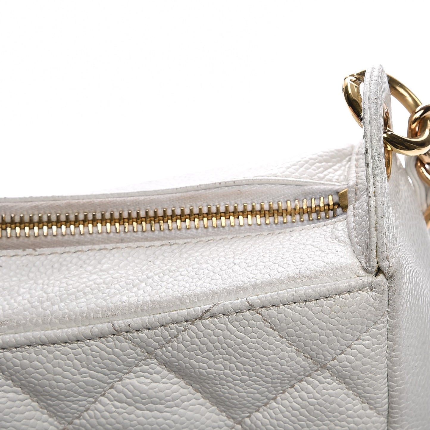 Caviar Quilted Hobo White