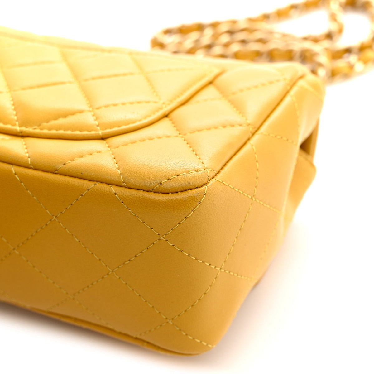 Lambskin Quilted Mini Rectangular Flap Yellow