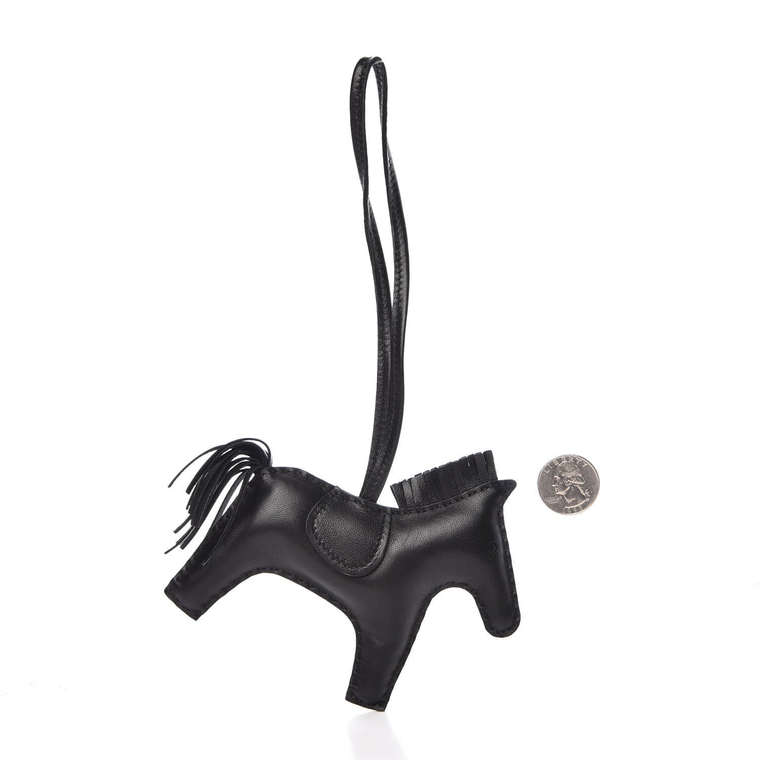 Hermes Milo Lambskin Grigri Rodeo Horse Bag Charm MM So Black 2 of 5