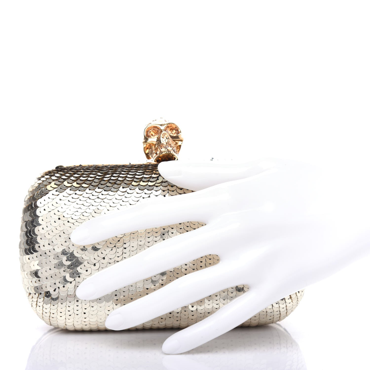 Alexander McQueen Sequin Skull Box Clutch Metallic 2 of 7