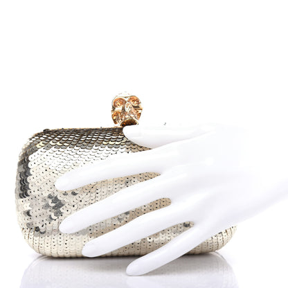 Alexander McQueen Sequin Skull Box Clutch Metallic 2 of 7