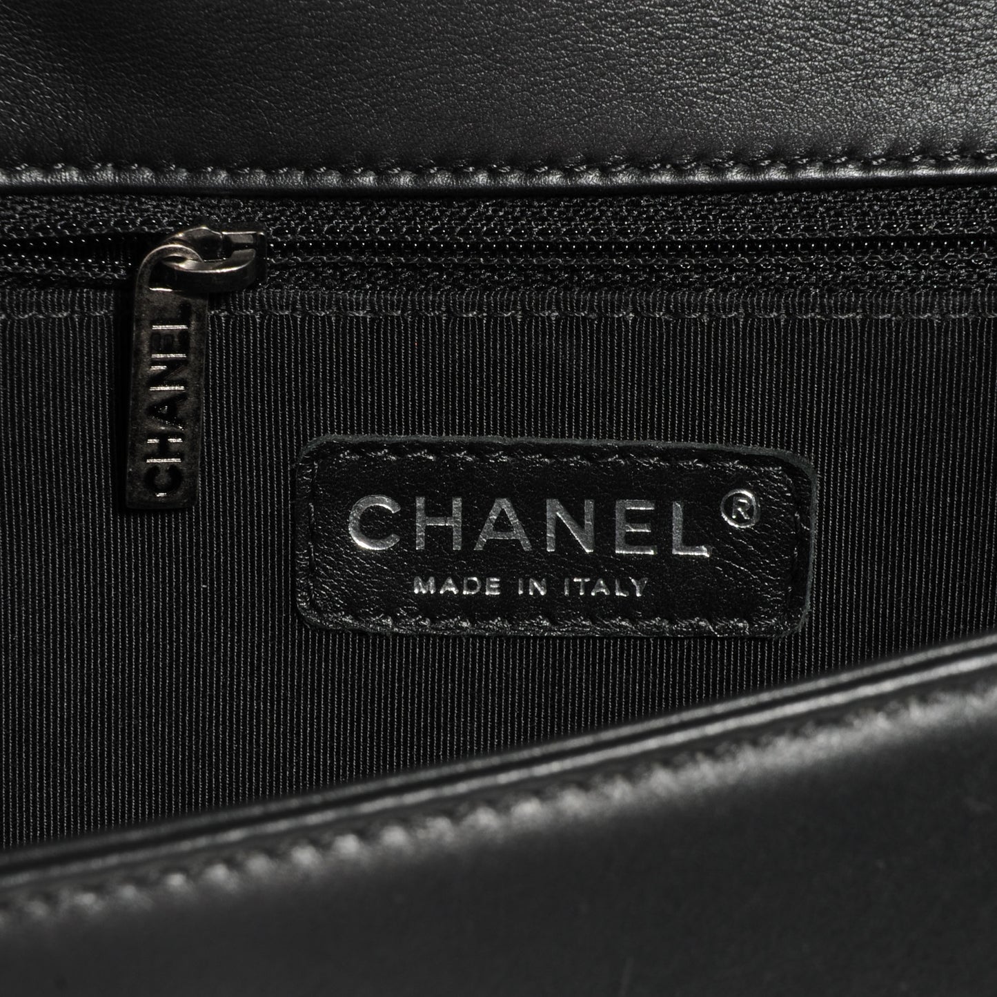 Lambskin Quilted Large Boy Flap Black