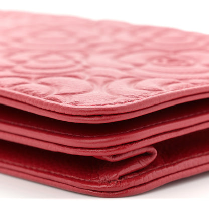 Chanel Caviar Camellia Embossed Wallet On Chain WOC Red 10 of 10