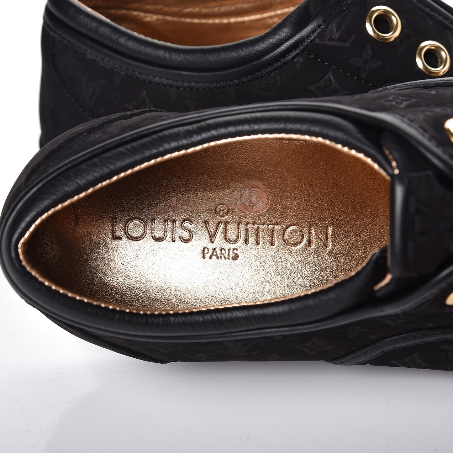 Nubuck Embossed Monogram Popincourt Sneakers 36 Black