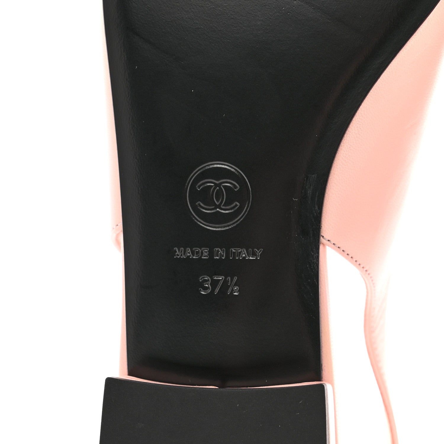 Chanel Lambskin Pointed Toe CC Slingback Flats 37.5 Pink Black 6 of 11