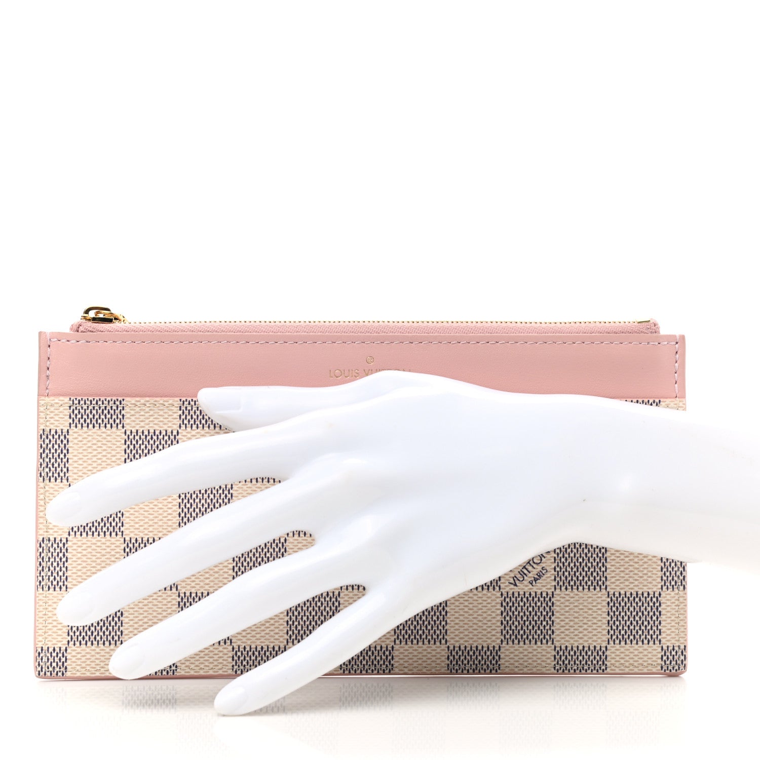 Louis Vuitton Damier Azur Slim Purse Rose Ballerine 2 of 9