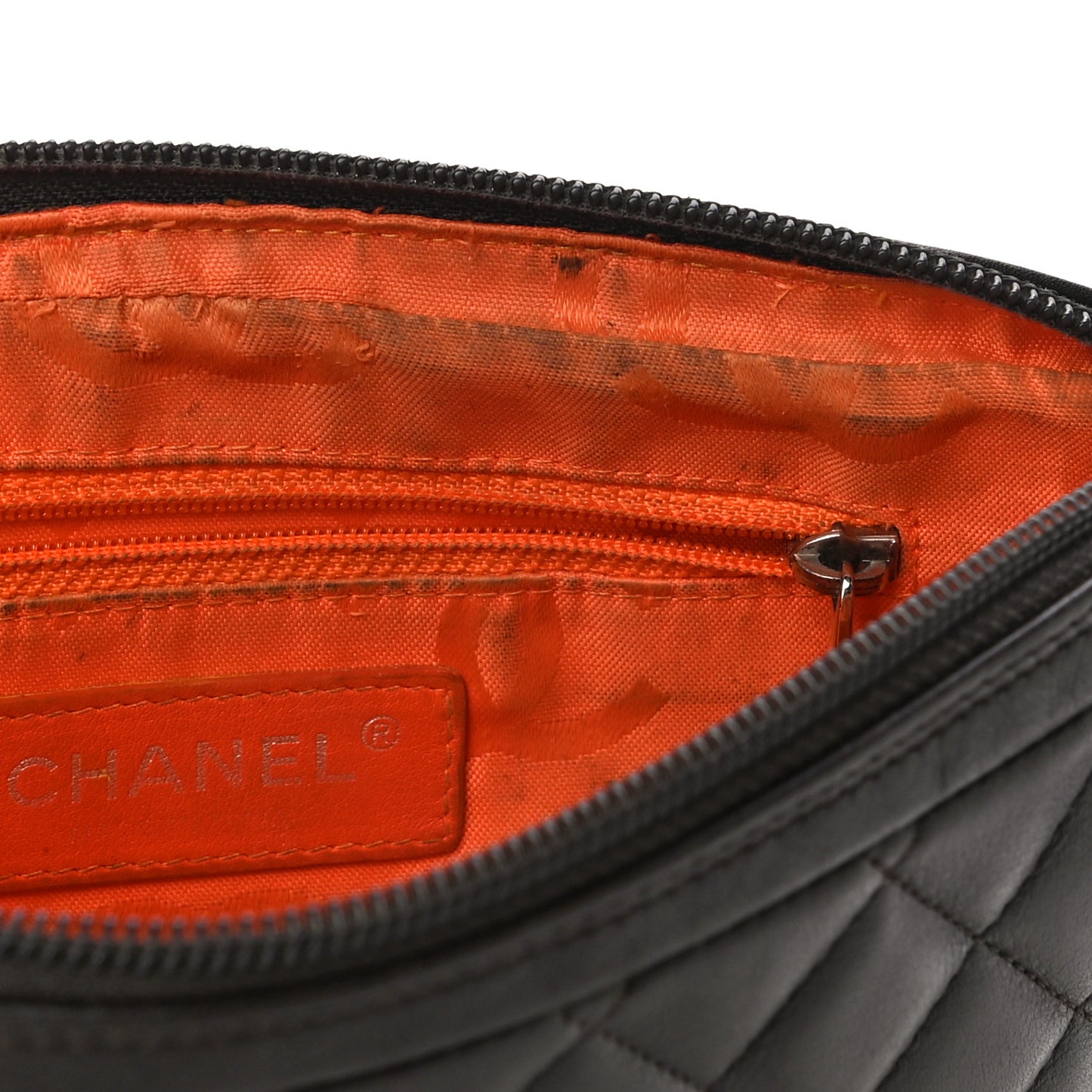 Calfskin Quilted Cambon Pochette Brown Beige