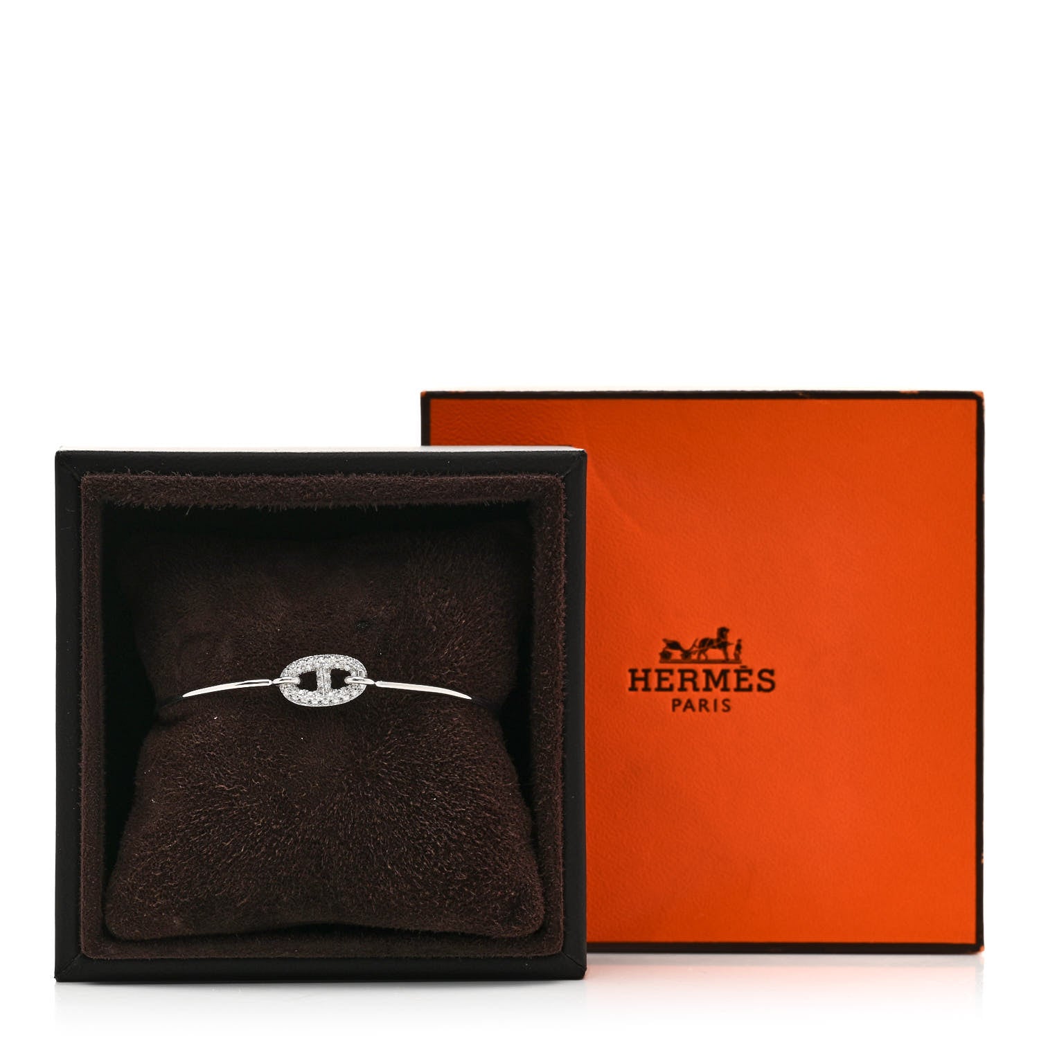 Hermes 18K White Gold Diamond Farandole Bangle Bracelet SH 4 of 4