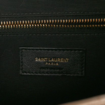Saint Laurent Grain De Poudre Mixed Matelasse Large Triquilt Monogram Satchel Dark Beige 7 of 10