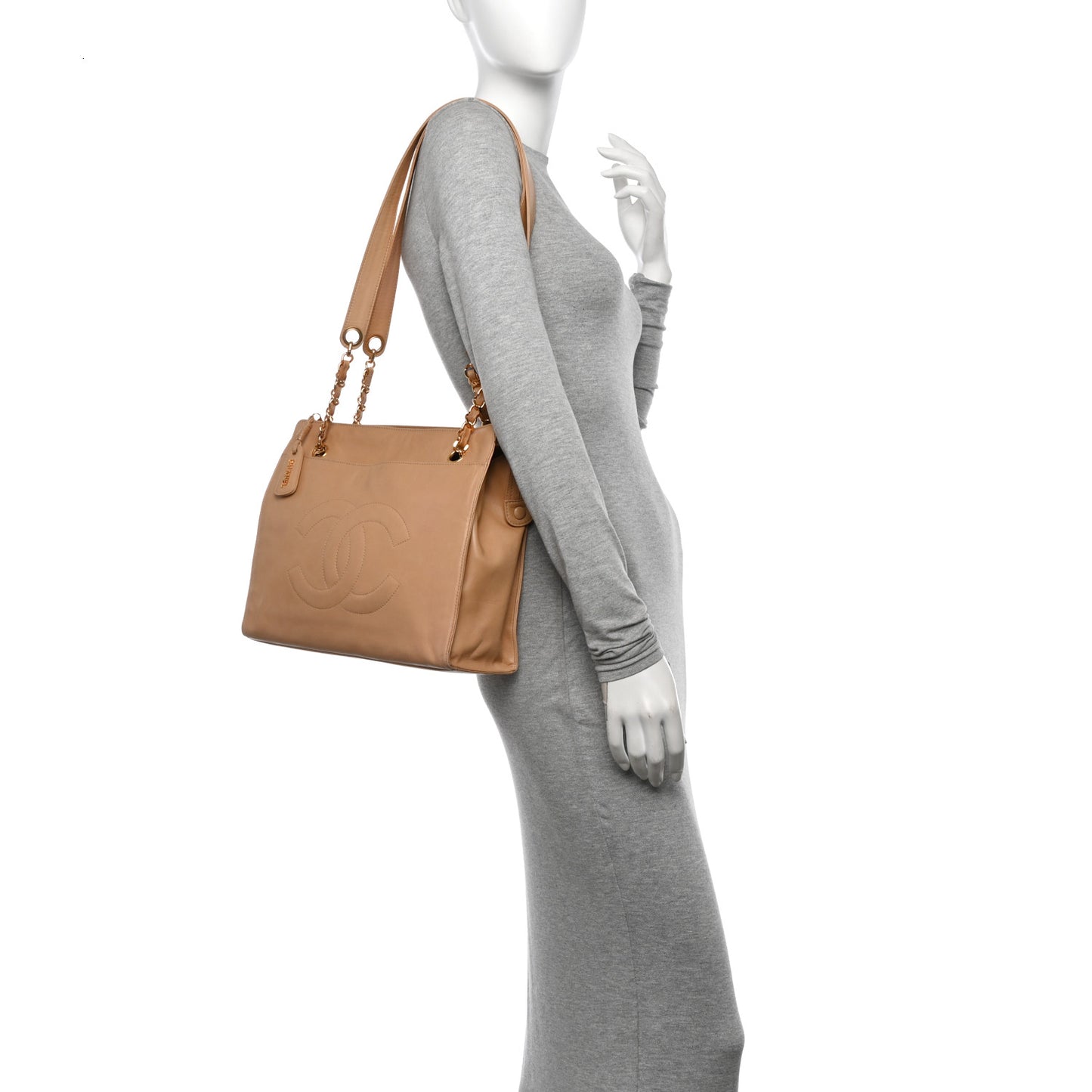 Lambskin CC Shoulder Bag Beige