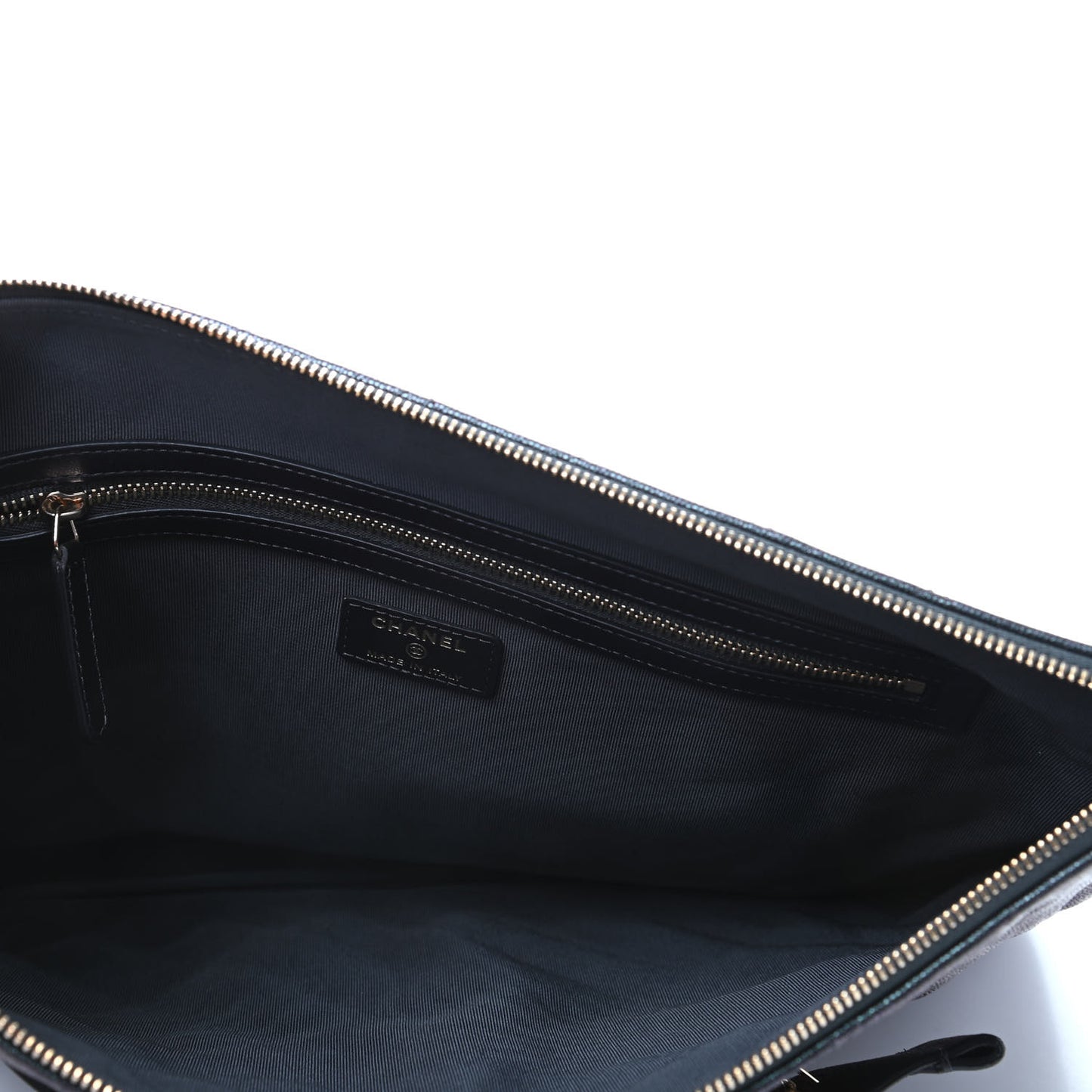 Iridescent Caviar Large Night by the C Pouch Clutch Black